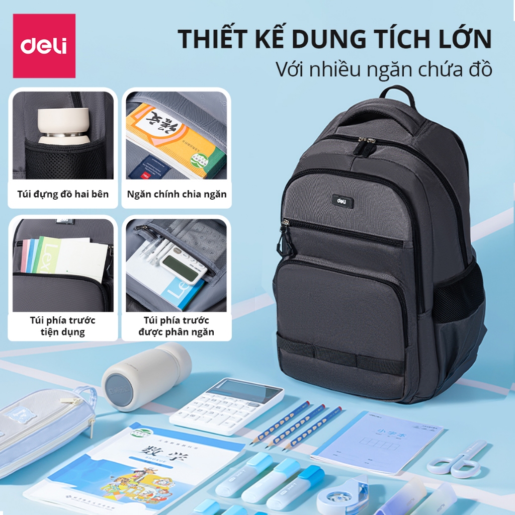 Balo Học Sinh Deli Cho Bé - Thiết Kế Siêu Nhẹ - Chất Liệu Thoáng Khí Không Gây Áp Lực Vai Dung Tích Lớn