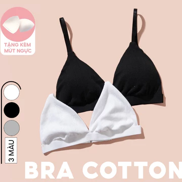 Áo lót bralette nữ không gọng mút mỏng cotton thấm hút có khe nhét mút kháng khuẩn thoáng khí mát mẻ Mebra A008+A027