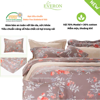 Mẫu chăn ga Everon màu hoa nâu EPM 24068 vải modal mềm mát