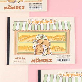 Vở Vẽ Capybara, Vở Vẽ Mỹ Thuật A4 MONDEZ 20 Tờ Giấy 100gsm Phù Hợp Cho Bé Vẽ Tranh,Tô Màu S009/S010