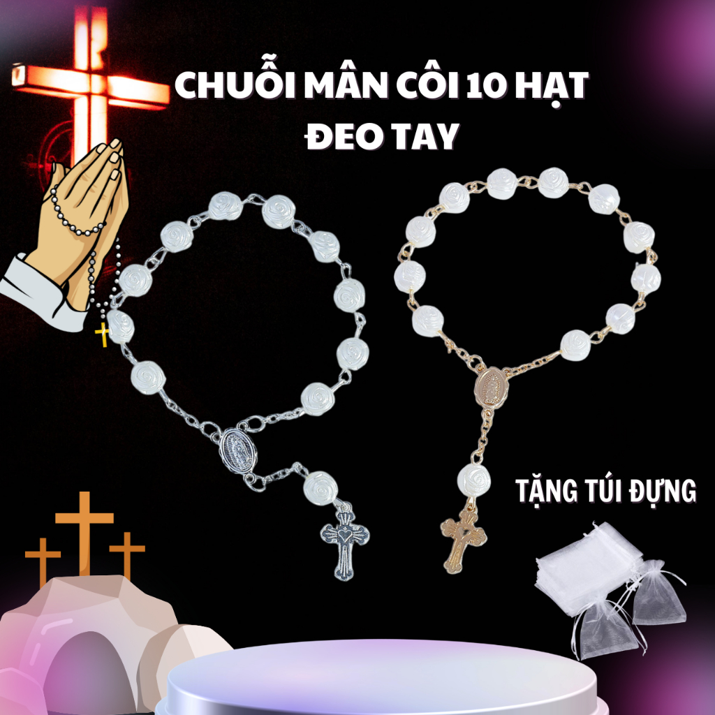 Vòng Tay Công Giáo. Chuỗi Mân Côi Công Giáo 10 Hạt – Gọn Nhẹ, Tinh Tế, Mang Theo Mỗi Ngày