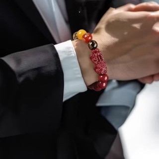 IK Vòng Tay Tỳ Hưu Đá Chu Sa Đỏ Ngũ Lộ Tài Thần Chiêu Tài Hút Lộc Hộ Mệnh Bình An B164