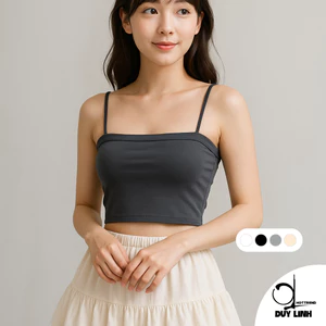 Áo 2 Dây Sợi Bún có mút ngực DuyLinh Áo ống croptop basic dễ mặc vải mềm mại co giản thoáng mát 2D08