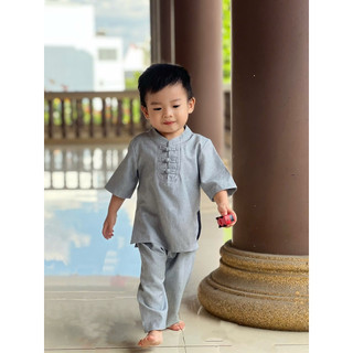 3Nút Bé Trai Vải Ấn Độ Cao Cấp ,Mát # Đồ Lam Đi Chùa
