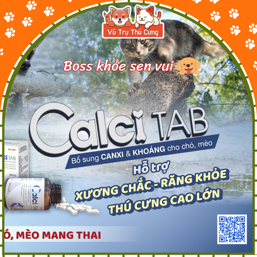 Viên Bổ Sung Canxi Cho Chó Mèo Calci Tab Vemedim Hộp 50 viên