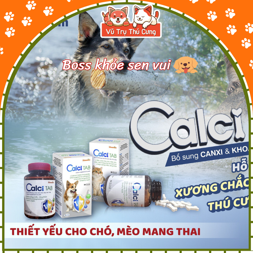 Viên Bổ Sung Canxi Cho Chó Mèo Calci Tab Vemedim Hộp 50 viên