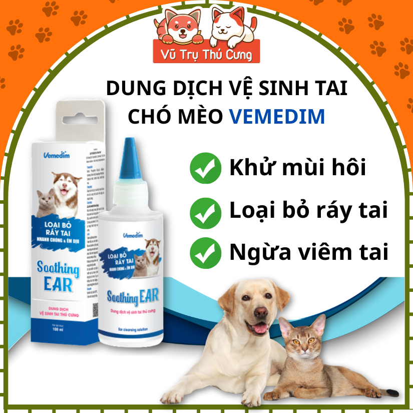 Dung Dịch Vệ Sinh Tai Cho Chó Mèo Vemedim 100ml