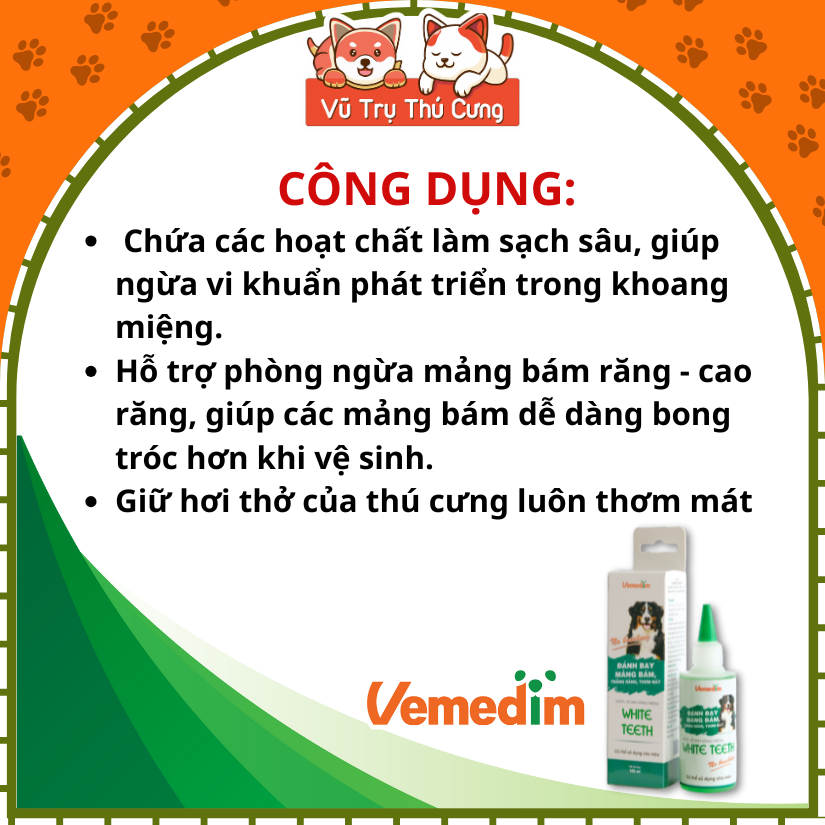 Dung Dịch Vệ Sinh Răng Miệng Cho Thú Cưng Vemedim 100ml
