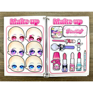 Đồ chơi bóc dán Trang điểm Sanrio- Búp bê giấy Gacha Kuromi, Melody, Cinnamoroll