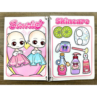 Đồ chơi bóc dán Trang điểm Sanrio- Búp bê giấy Gacha Kuromi, Melody, Cinnamoroll