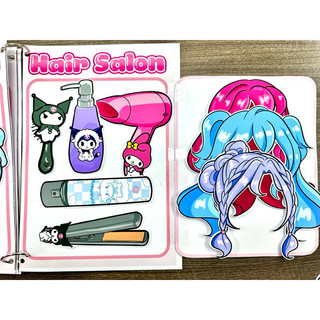 Đồ chơi bóc dán Trang điểm Sanrio- Búp bê giấy Gacha Kuromi, Melody, Cinnamoroll