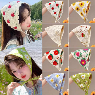 Khăn choàng đầu tam giác bằng len khăn turban vải len nhiều màu dễ thương