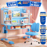 Bộ bàn học sinh bàn học E09 thông minh cho bé chống cận chống gù điều chỉnh được độ cao có giá sách ngăn đựng đồ — ảnh 1