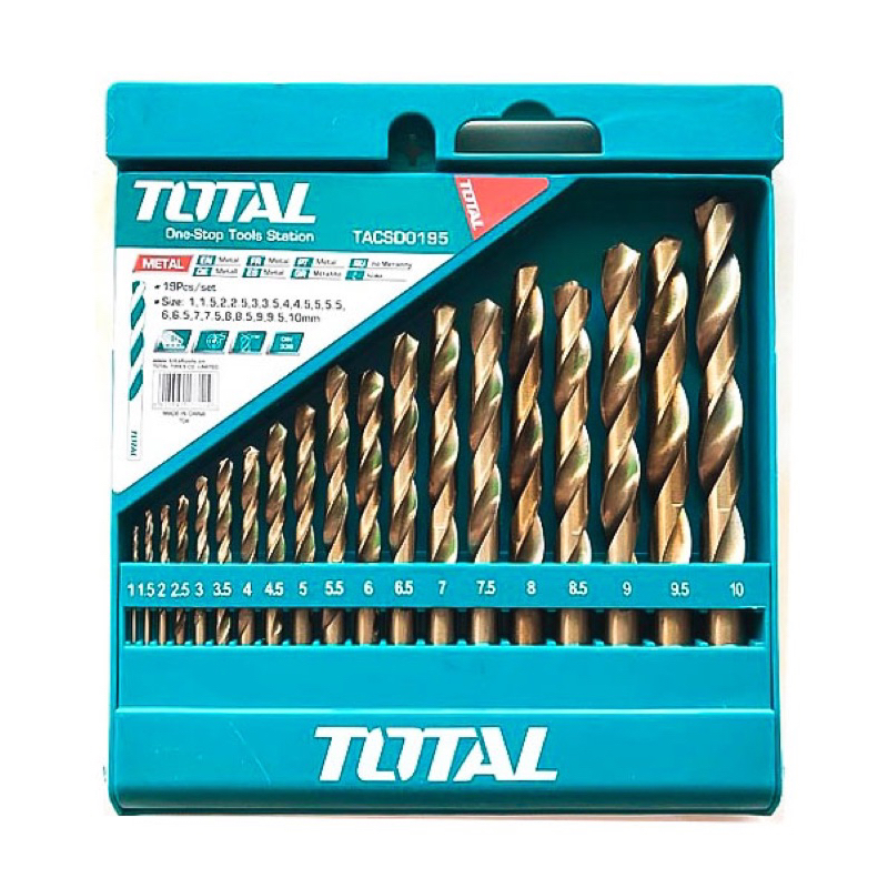 Bộ 19 mũi khoan sắt HSS Total -TACSD0195/TAKSDB9195 | Shopee Việt Nam