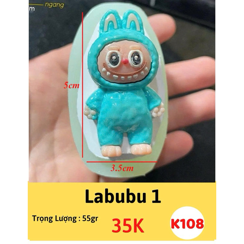 Khuôn silicone Hồng phát tạo hình labubu 1, kích thước 5cm, đổ pudding ...