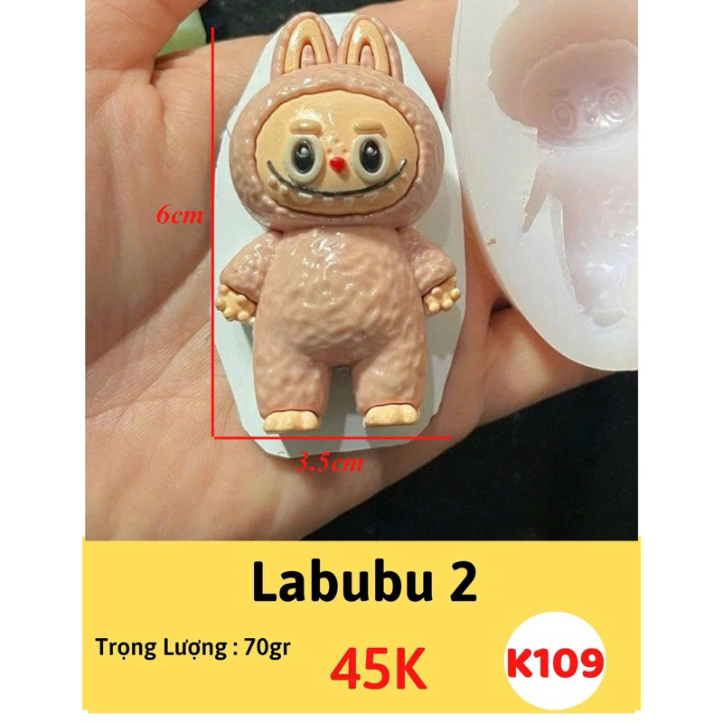 Khuôn silicone Hồng phát tạo hình labubu 2, kích thước 6cm, đổ pudding ...