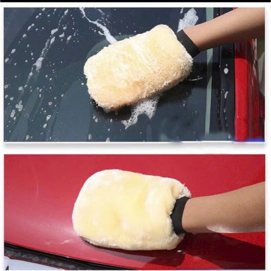 Bao Tay Rửa Xe Lông Cừu 2 MẶT VERSION 4 Mềm Mại Vệ Sinh Ô Tô Xe Máy Tiện Lợi – 1 Chiếc