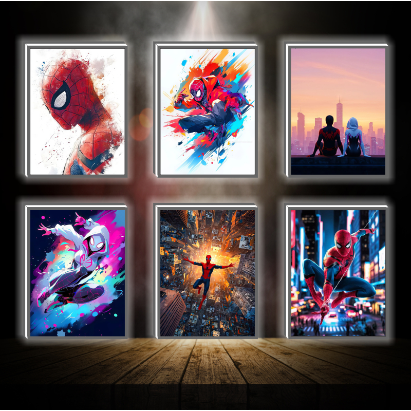 Tranh đèn led 3D đổi màu Spiderman, Người nhện - Tranh đèn led 3D trang trí bàn làm việc, đèn ngủ