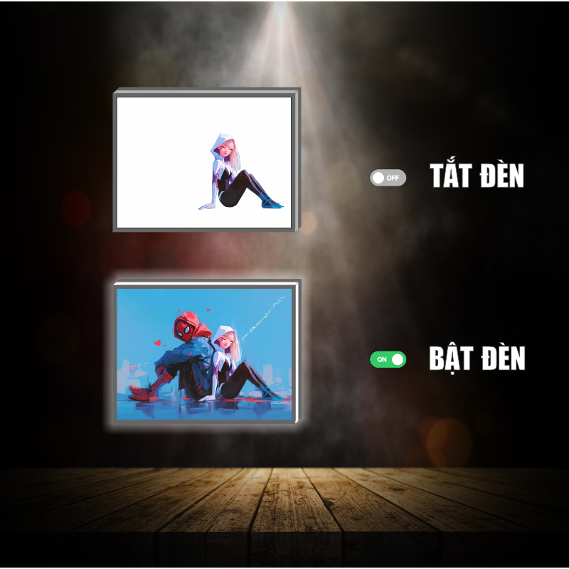 Tranh đèn led 3D đổi màu Spiderman, Người nhện - Tranh đèn led 3D trang trí bàn làm việc, đèn ngủ
