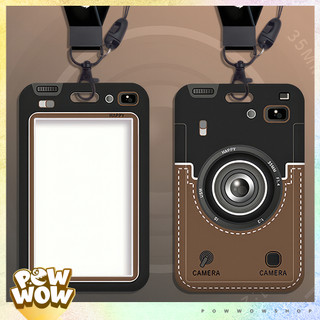 Bao Đựng Thẻ Nhân Viên Nhựa ABS Hoạ Tiết Máy Ảnh Camera Red Brown Vintage Retro Thú Vị