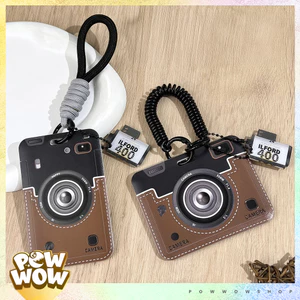 Bao Đựng Thẻ Nhân Viên Nhựa ABS Hoạ Tiết Máy Ảnh Camera Red Brown Vintage Retro Thú Vị