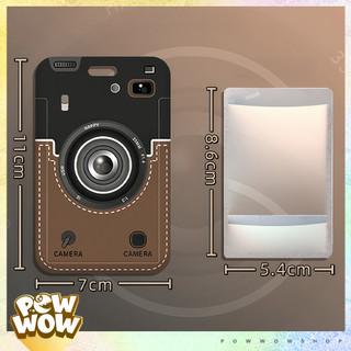 Bao Đựng Thẻ Nhân Viên Nhựa ABS Hoạ Tiết Máy Ảnh Camera Red Brown Vintage Retro Thú Vị