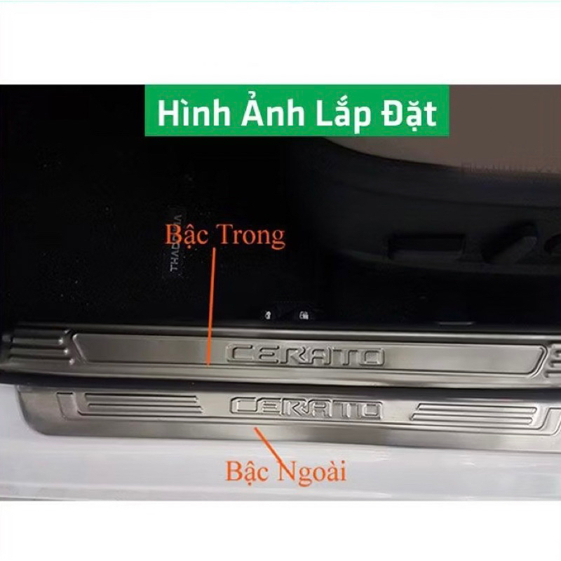 Ốp bậc cửa, nẹp bước chân xe KIA CERATO 2019-2021 inox sáng bóng hàng cao cấp