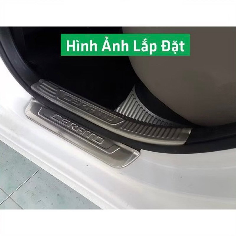 Ốp bậc cửa, nẹp bước chân xe KIA CERATO 2019-2021 inox sáng bóng hàng cao cấp