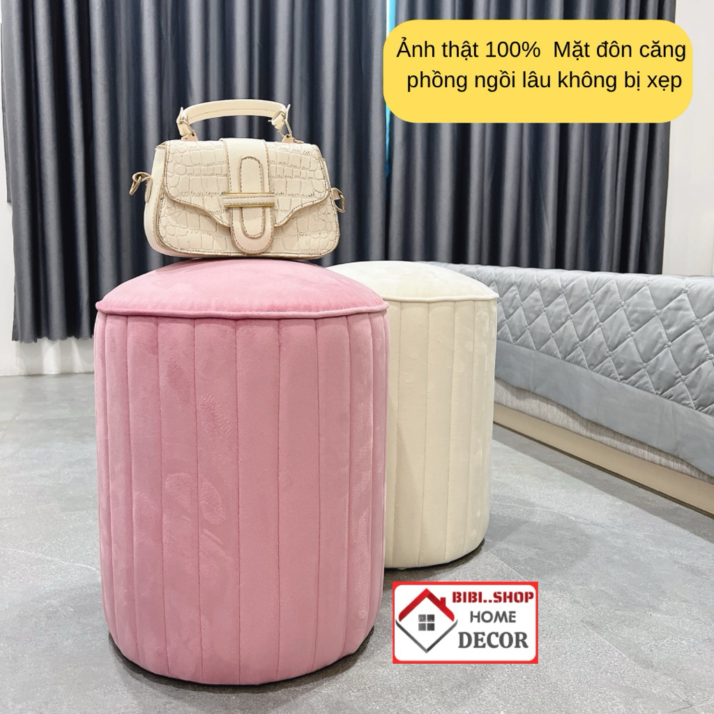 Ghế trang điểm dáng tròn xinh xắn, Đôn tròn sofa kích thước 35x45cm 4 màu dễ dàng lựa chọn