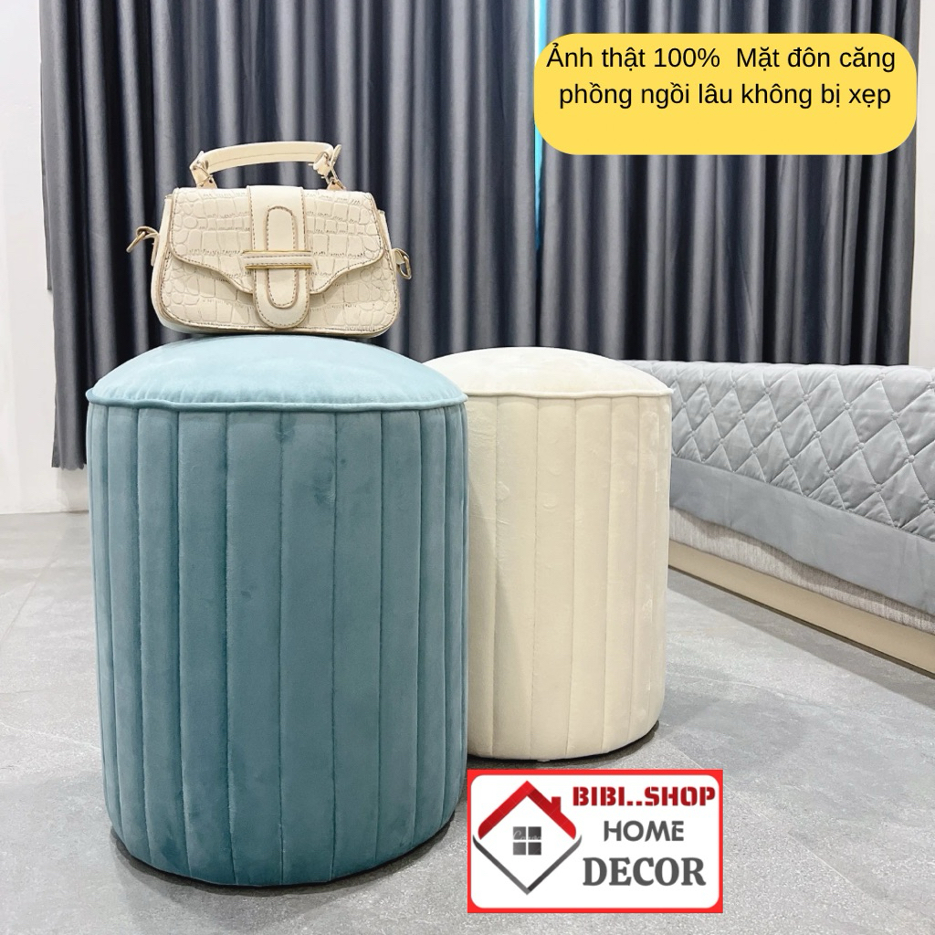 Ghế trang điểm dáng tròn xinh xắn, Đôn tròn sofa kích thước 35x45cm 4 màu dễ dàng lựa chọn
