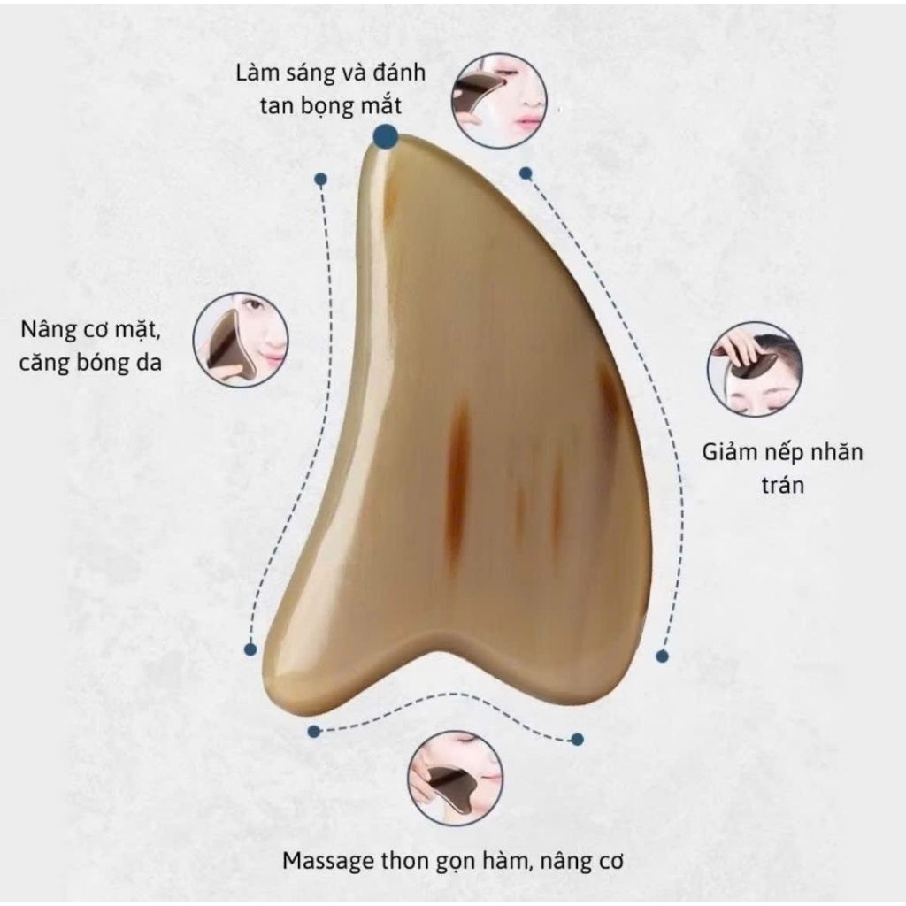 Dụng cụ Mát Xa Cạo gió Sừng Tim làm mịn Da mặt và toàn thân Chống Lão Hóa