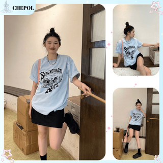 Set (Áo Thun Xanh Biển + Chân Váy Ngắn) Áo Phông Nữ Chepol UNISEX, Cổ Tròn Tay ngắn, chất cotton co dãn 2 chiều CP_10883