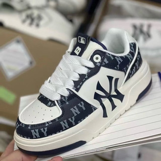 Giày thể thao bigsize nam nữ cổ thấp MLB NY môn màu xanh navy độn đế tăng chiều cao êm nhẹ , sneaker thời trang cao cấp