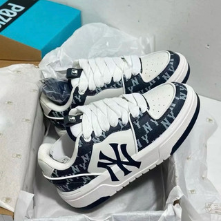 Giày thể thao bigsize nam nữ cổ thấp MLB NY môn màu xanh navy độn đế tăng chiều cao êm nhẹ , sneaker thời trang cao cấp