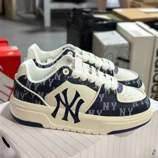 Giày thể thao bigsize nam nữ cổ thấp MLB NY môn màu xanh navy độn đế tăng chiều cao êm nhẹ , sneaker thời trang cao cấp
