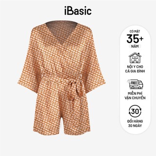 Bộ jumpsuit mặc nhà iBasic lụa satin dáng ngắn phom kimono - SW067