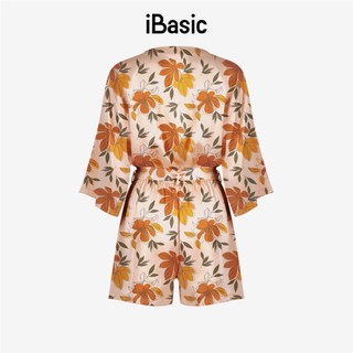 Bộ jumpsuit mặc nhà iBasic lụa satin dáng ngắn phom kimono - SW067