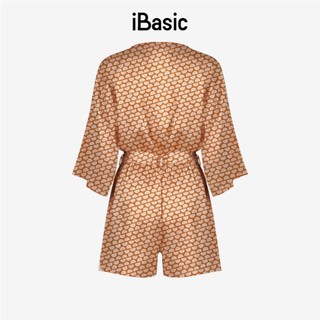 Bộ jumpsuit mặc nhà iBasic lụa satin dáng ngắn phom kimono - SW067