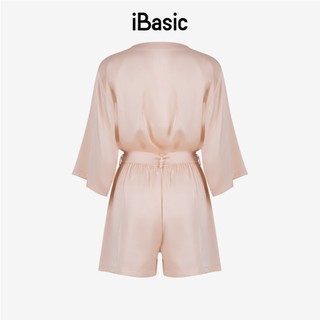 Bộ jumpsuit mặc nhà iBasic lụa satin dáng ngắn phom kimono - SW067