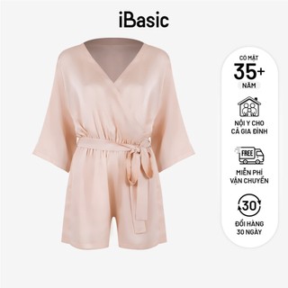 Bộ jumpsuit mặc nhà iBasic lụa satin dáng ngắn phom kimono - SW067