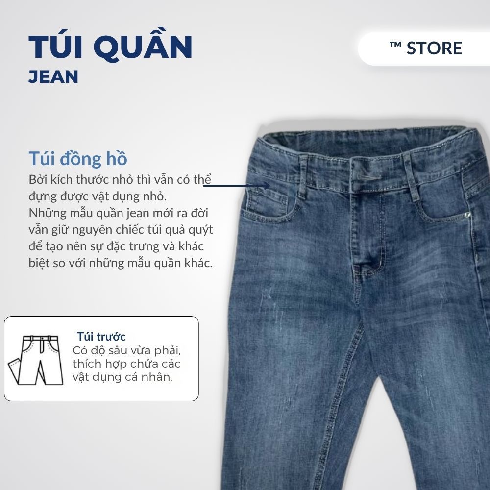 Quần jeans nam cao cấp TM Store, vải DENIM co dãn cao cấp tôn dáng màu xanh was