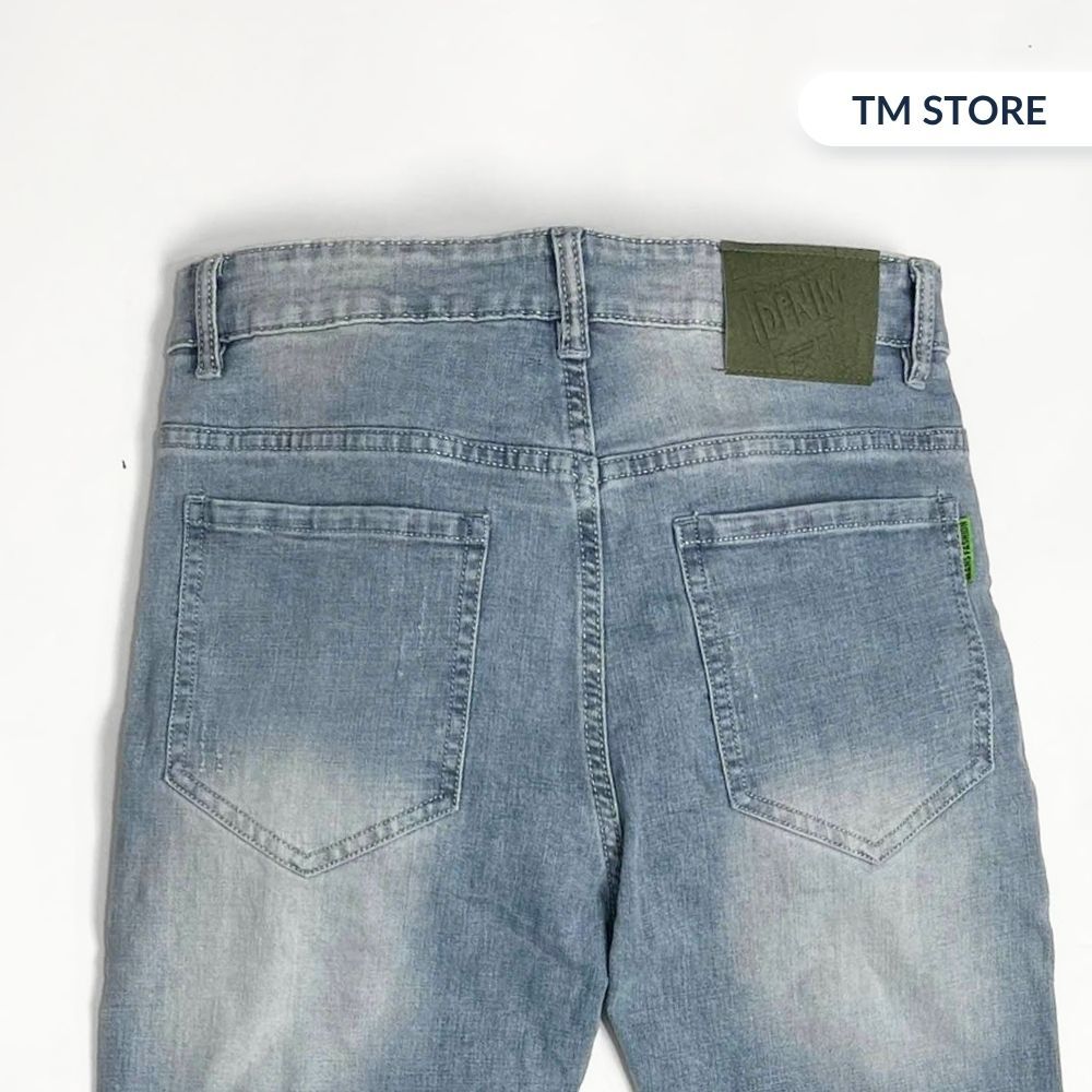 Quần jean nam dài xanh nhạt was sáng - quần bò xanh cào rách nhẹ SLIMFIT TM STORE 12