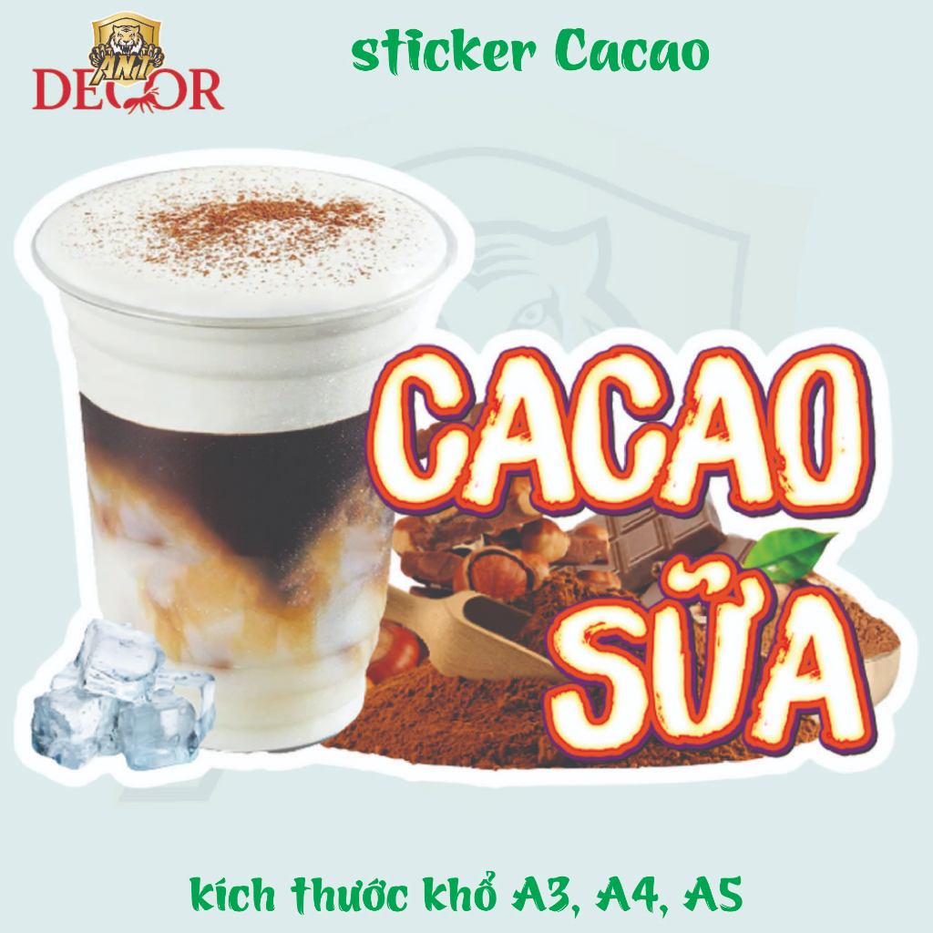 Decal Caocao sữa – Chống Thấm, Bám Mực Tốt, Dễ Dán - Sẵn keo chống nước trang trí xe nước
