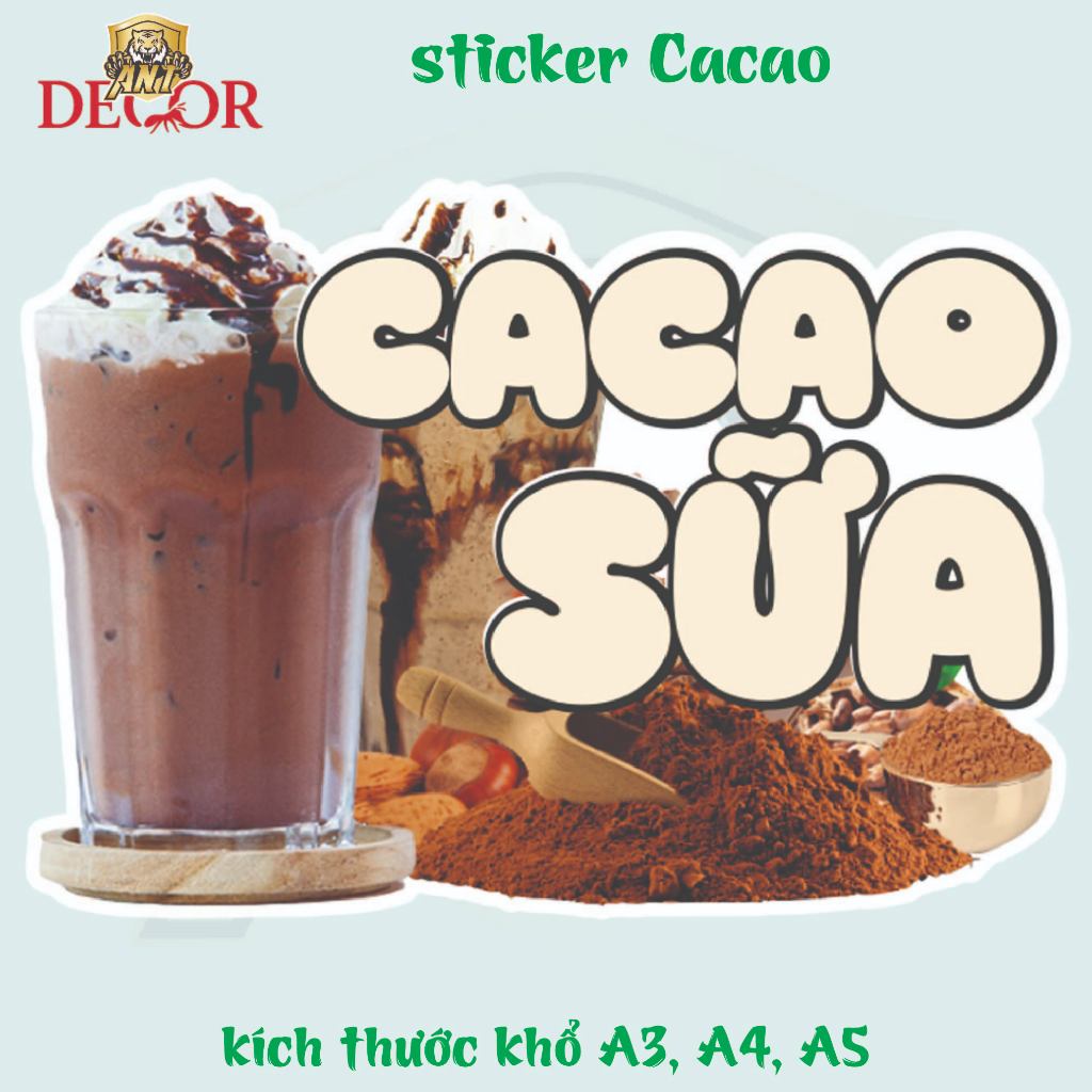 Decal Caocao sữa – Chống Thấm, Bám Mực Tốt, Dễ Dán - Sẵn keo chống nước trang trí xe nước