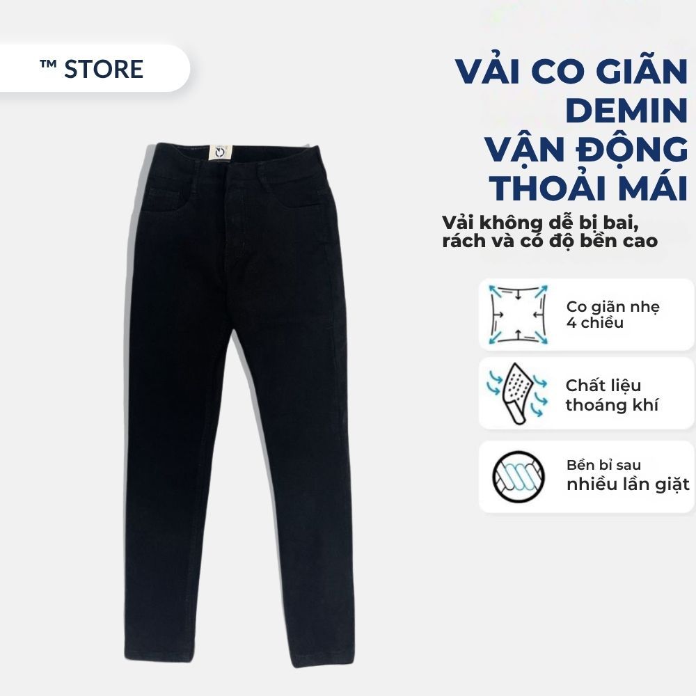 Quần jean nam Slimfit TM Store - quần jean nam dài đen trơn form co dãn, Denim cao cấp Hot Trend