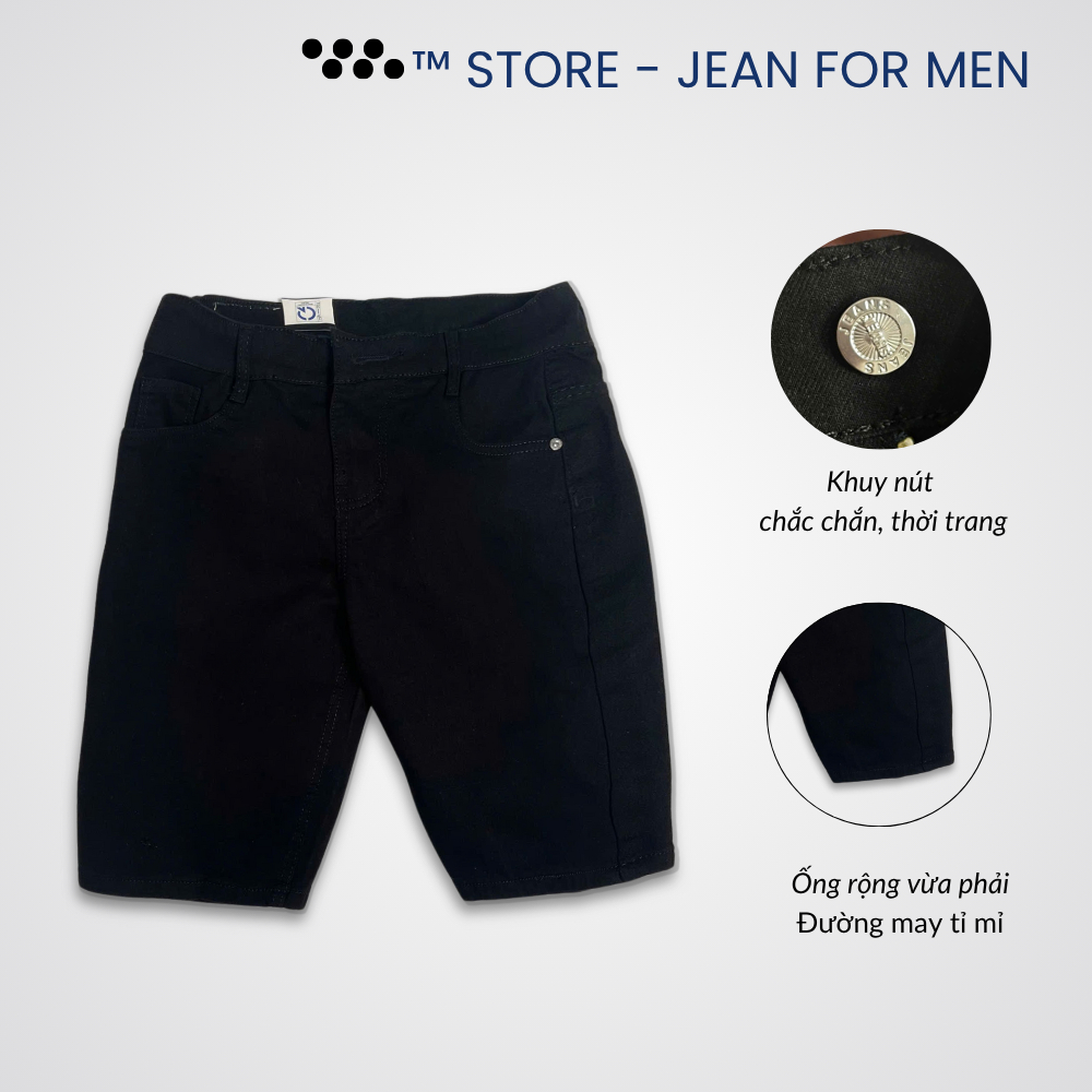 Quần Short Jean Nam màu đen co giãn Denim Cotton, phong cách trẻ trung | TM STORE