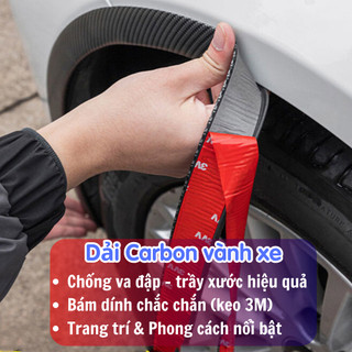 Dải dán vành xe ô tô sợi carbon chống trầy xước, chống va chạm, chống mài mòn, trang trí xe hơi