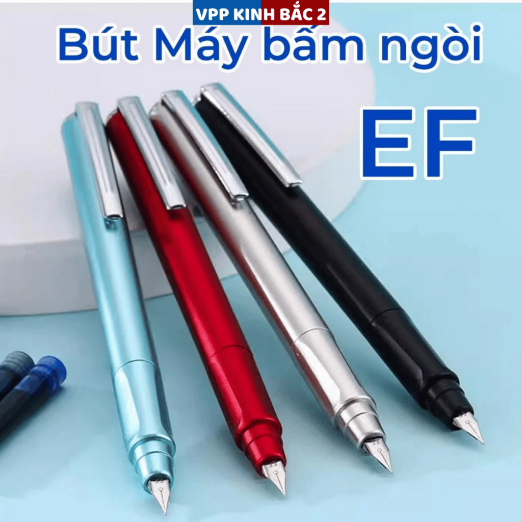 4 Bút Máy Bấm Ngòi EF-Ngòi Nét Chữ Tiêu Chuẩn 0.38 mm Phù Hợp Với Bé Tiểu Học Từ Lớp 1 Tới Lớp 5.