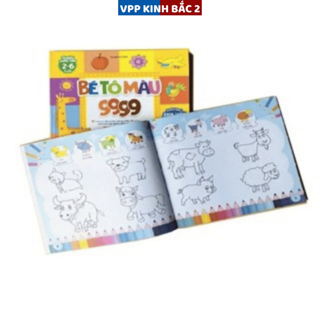 [Tặng 12 màu sáp] Sách - Bé Tô Màu 9999 Song Ngữ dành cho trẻ từ 2 - 6 tuổi