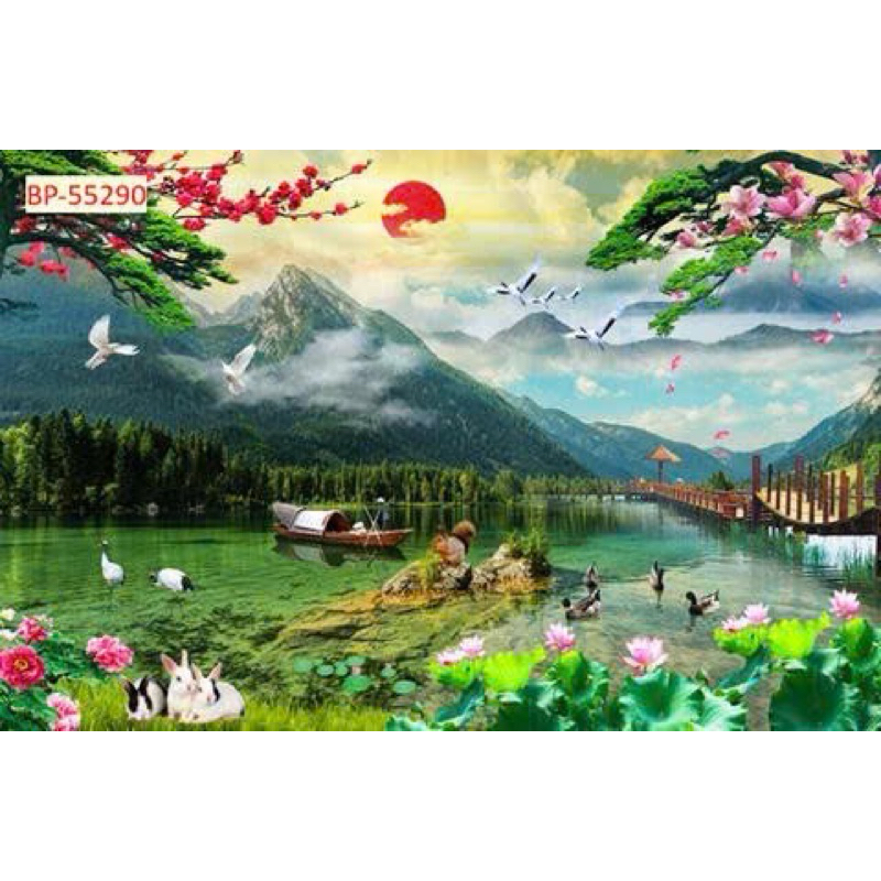 Rèm Cuốn In Tranh Không Khoan Tranh Đồng quê